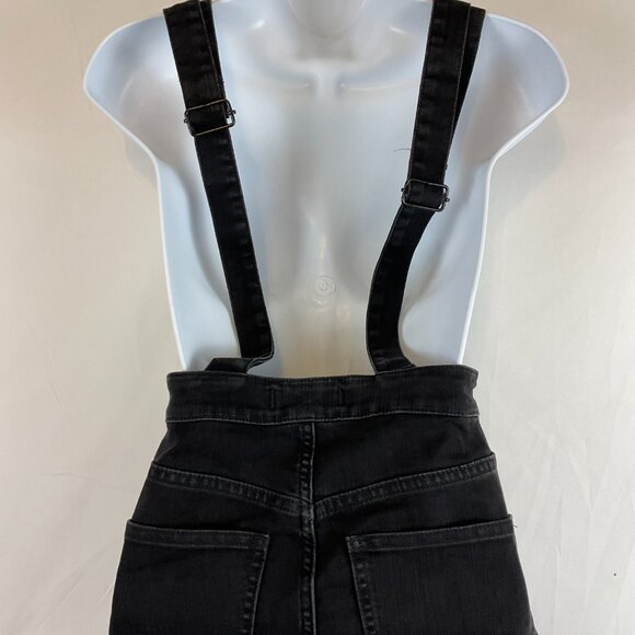 Madewell Skinny Overalls Denim XS Black Lunar Wash Chewed Hem Pockets - Picture 11 of 15